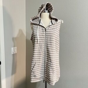 Kimes Ranch Women's Zip Up Hooded Knit Vest Striped Size Large‎